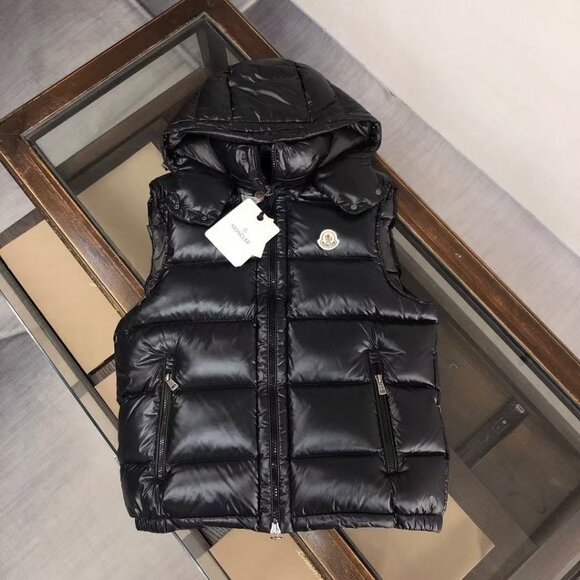 Moncler Black Hooded Down Vest, Size M - Picture 1 of 7